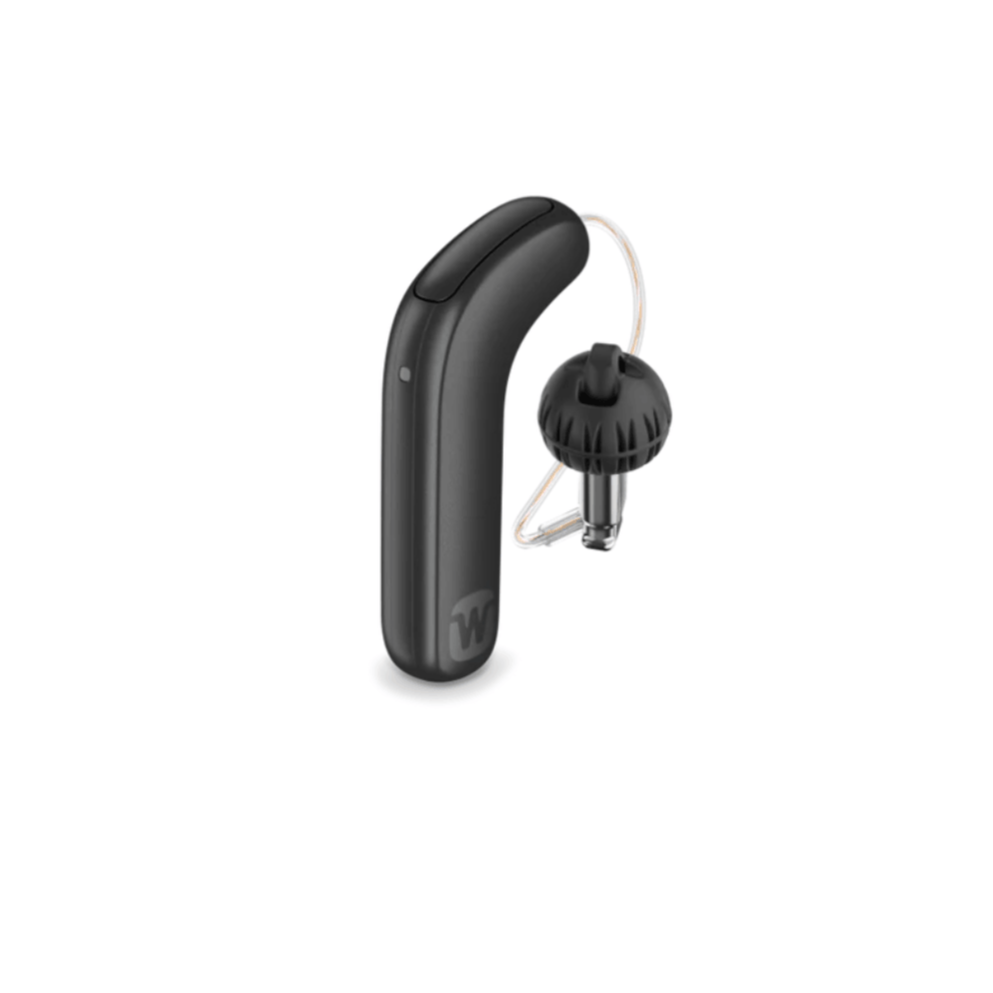 Widex Moment Kit MRRLD 110 Smart RIC Rechargeable Hearing Aid, 2 Hearing Aids with Portable Charger