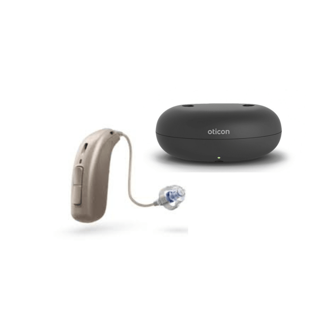 Oticon Ruby 2 Mini RITE Hearing Aid, Rechargeable Digital Programmable Mini RIC, Bluetooth Enable Hearing Aid with Charger