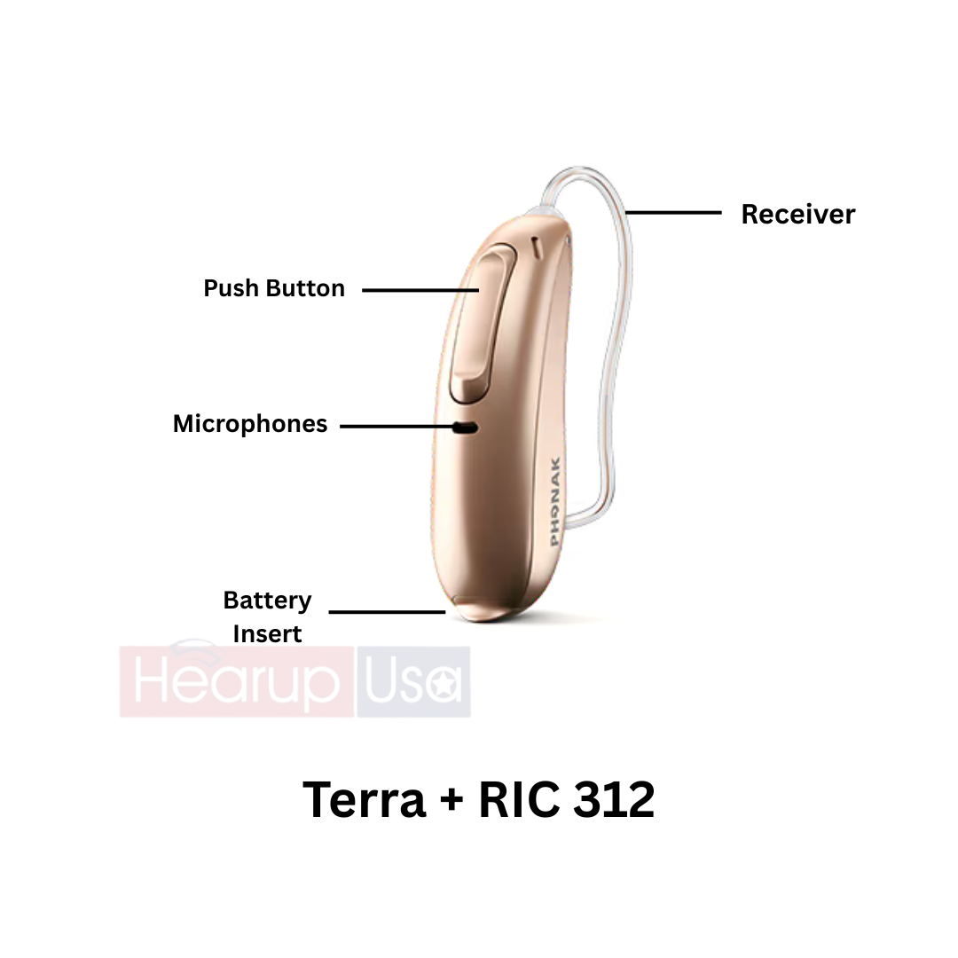 Phonak Terra+ RIC 312 | Digital Hearing Aid with Bluetooth & Direct Streaming for Moderate to Severe hearing loss