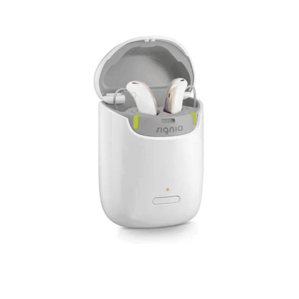 Signia Styletto 7IX Slim RIC Rechargeable Hearing Aid, 2 Hearing Aids with Charger - White Color