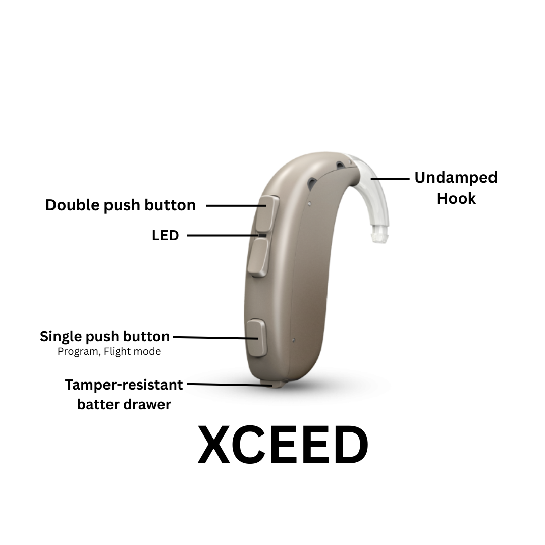 Oticon Xceed 3 SP BTE Hearing Aids, Noise Cancellation-Bluetooth Connection, Open Fit Hearing Aid