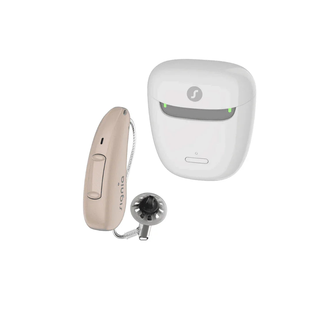 Signia Pure Charge & Go 2AX With CROS | Rechargeable RIC Hearing Aid with Tinnitus Masker 16 Channel + Charger