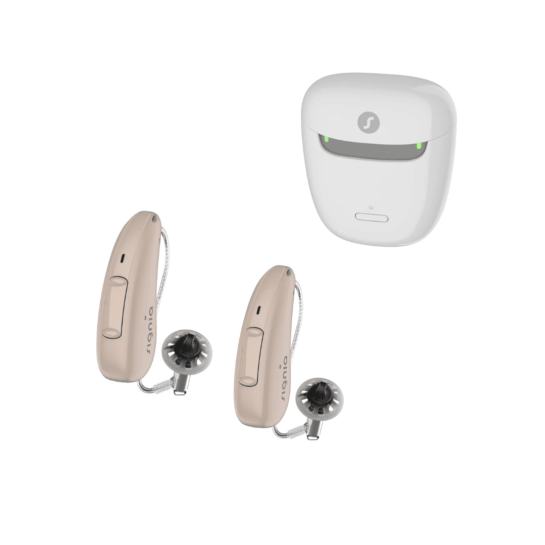 Signia Pure Charge& Go T 2AX Rechargeable Hearing Aid RIC, Direct Streaming, Tinnitus Masker