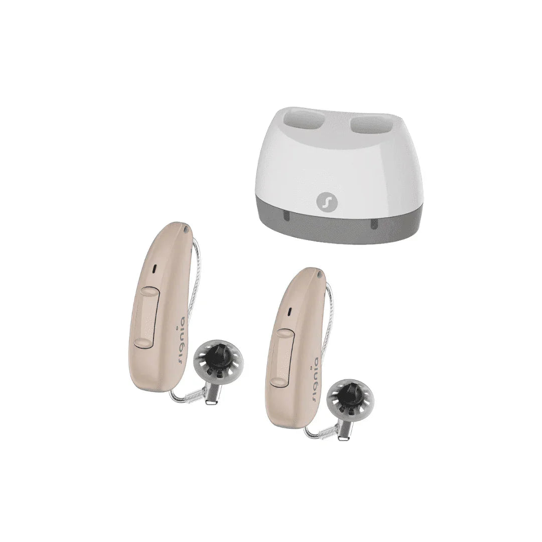 Signia Pure Charge & Go 7AX With CROS | Rechargeable RIC Hearing Aid with Premium Bluetooth + Charger