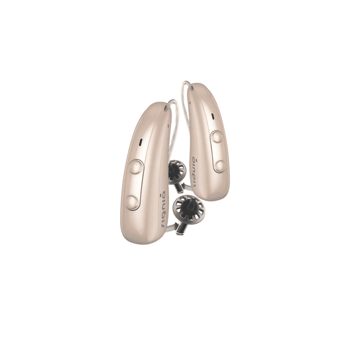 Signia Pure Charge& Go T 5IX RIC Rechargeable Hearing Aid With Portable Charger - Beige Color
